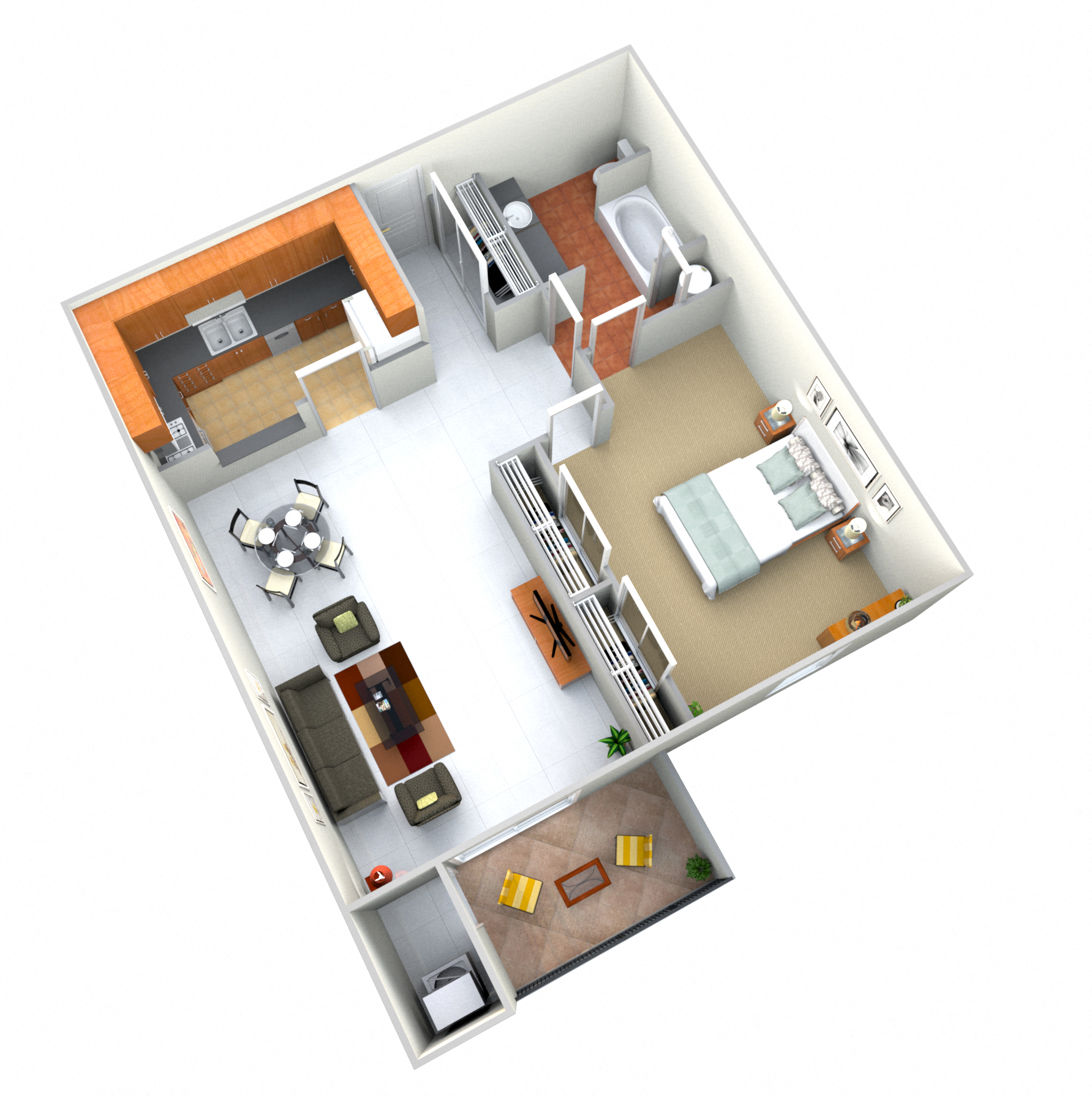 Floor plan for 1 bed, 1 bath, 820 sqft